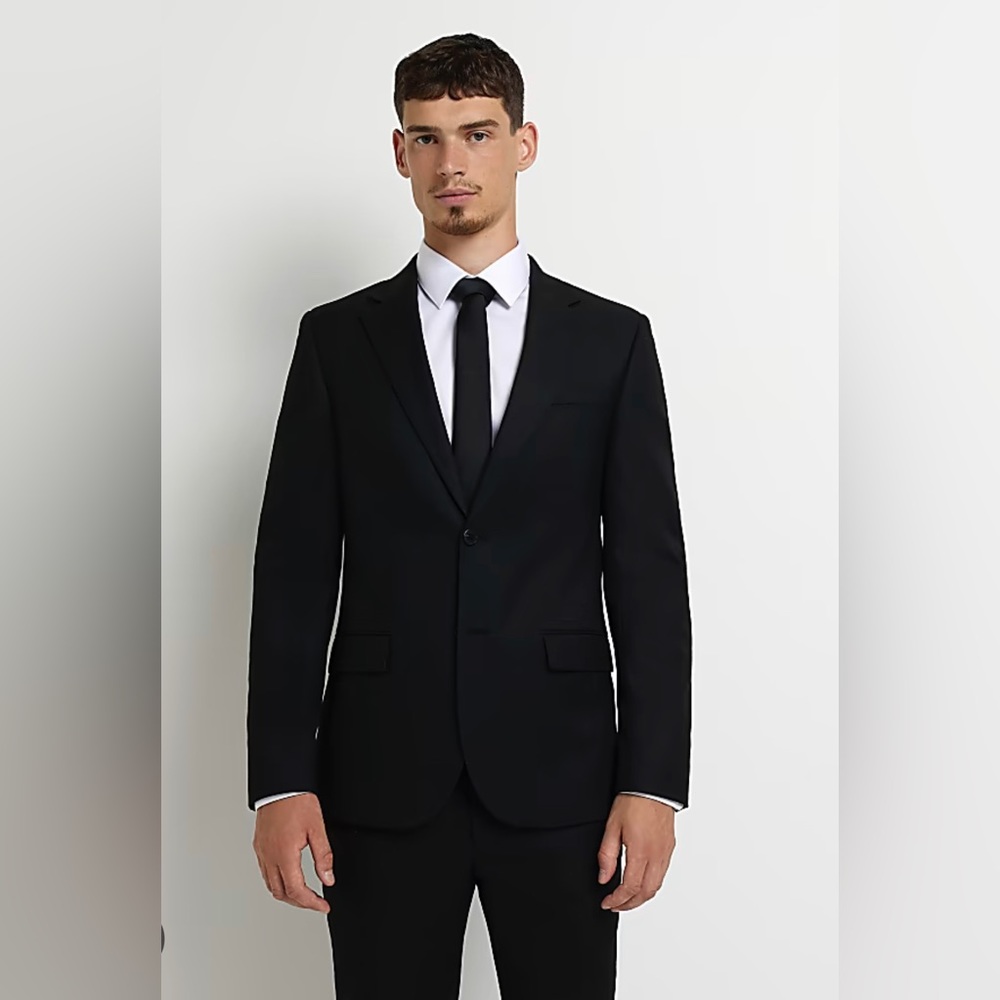 River Island Black Twill Skinny Fit Suit